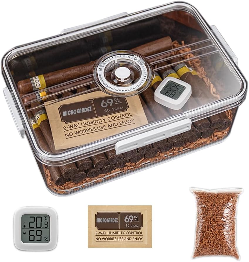 Acrylic humidor with Hygrometer and Cedar Wood Chips