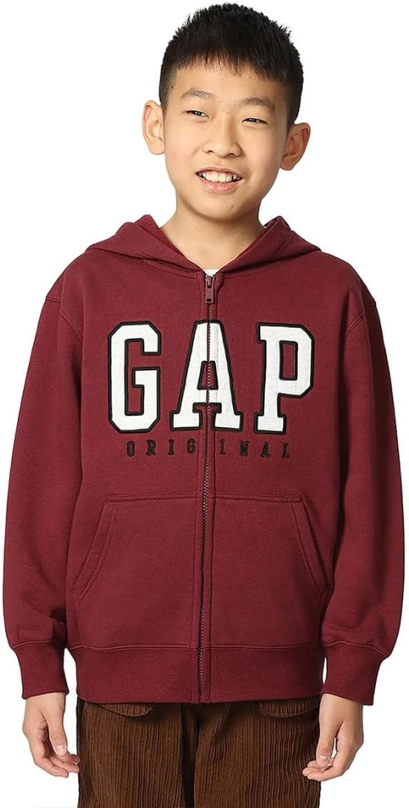 GAP Boys' Logo Hoodie Hooded Full Zip Sweatshirt