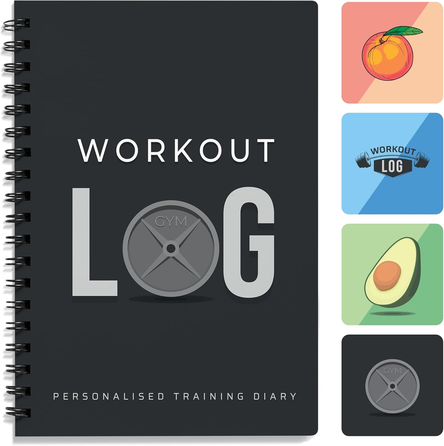 Workout Planner for Daily Fitness Tracking & Goals Setting - A5 Size, 6” x 8”, Charcoal Grey - Improved Thicker Cover - Men & Women Personal Home & Gym Training Diary - by Workout Log Gym