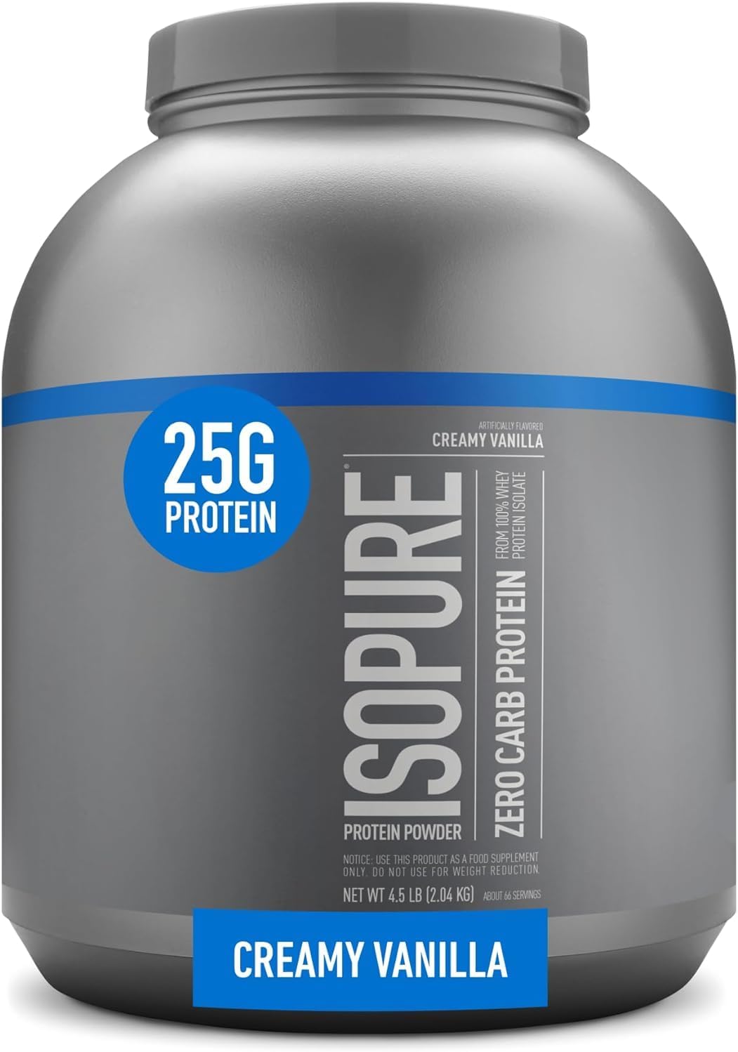 Isopure Protein Powder, Zero Carb Whey Isolate, Gluten Free, Lactose Free, 25g Protein, Keto Friendly, Creamy Vanilla, 4.5 Pound (Packaging May Vary)