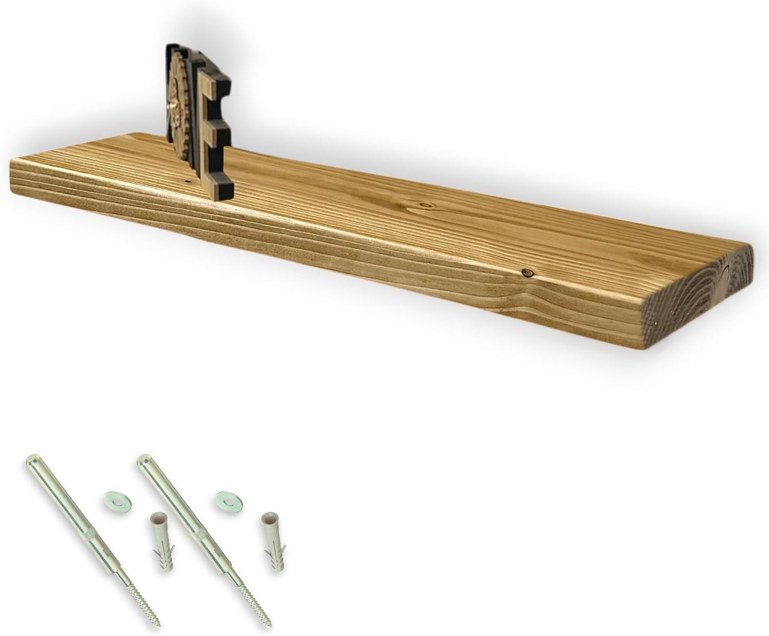 MKGT Rustic Handcrafted Floating Shelf - Oak Finish, Solid Wood, Industrial Reclaimed Style for Kitchen & Wall Decor (Rustic Pine, 80cm)