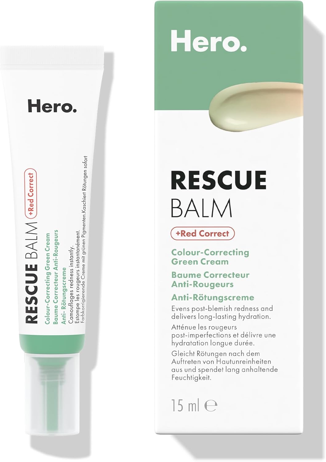 Hero Cosmetics Rescue Balm Post-Blemish Recovery Cream & Red Colour Corrector, Reduces Redness and Long-Lasting Hydration to Improve Skin Look, Dermatologist-Tested, Suitable for Sensitive Skin, 15 ml