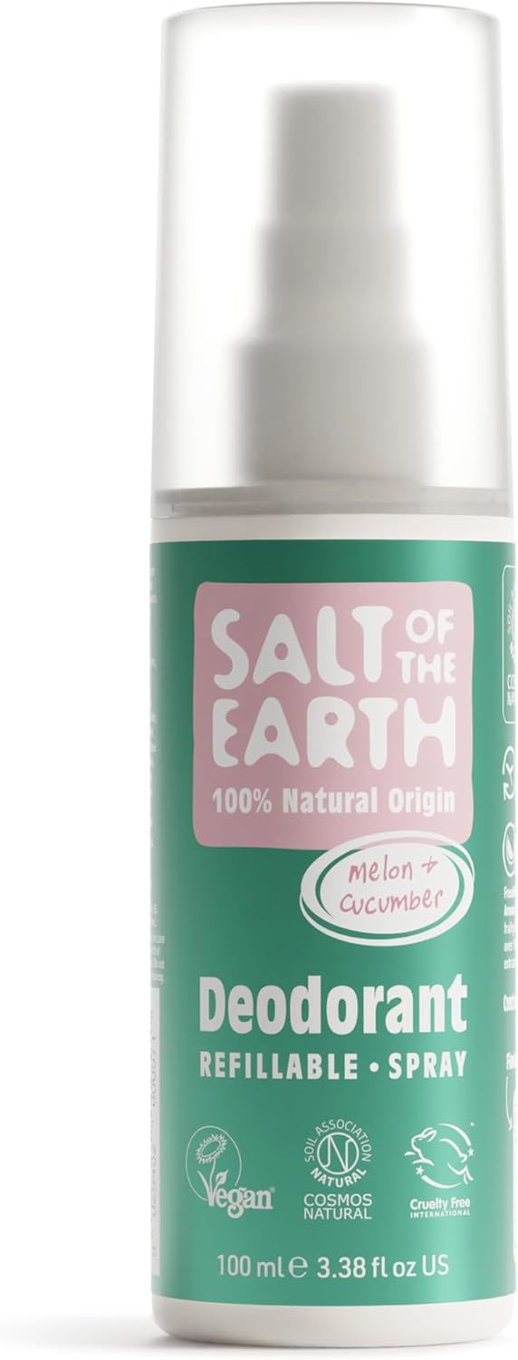 Salt Of the Earth Natural Deodorant Spray, Melon & Cucumber - Vegan, Long Lasting Protection, Leaping Bunny Approved, Made in the UK, 100 ml