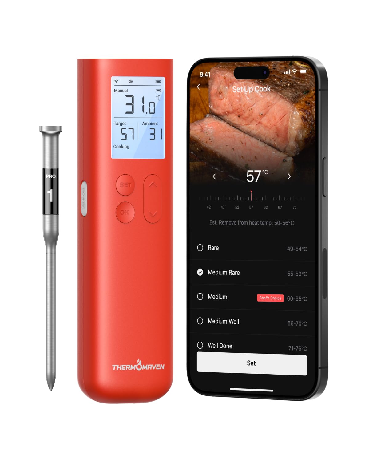 ThermoMaven G1 Wireless Meat Thermometer, WiFi & Sub-1G, 10x Signal