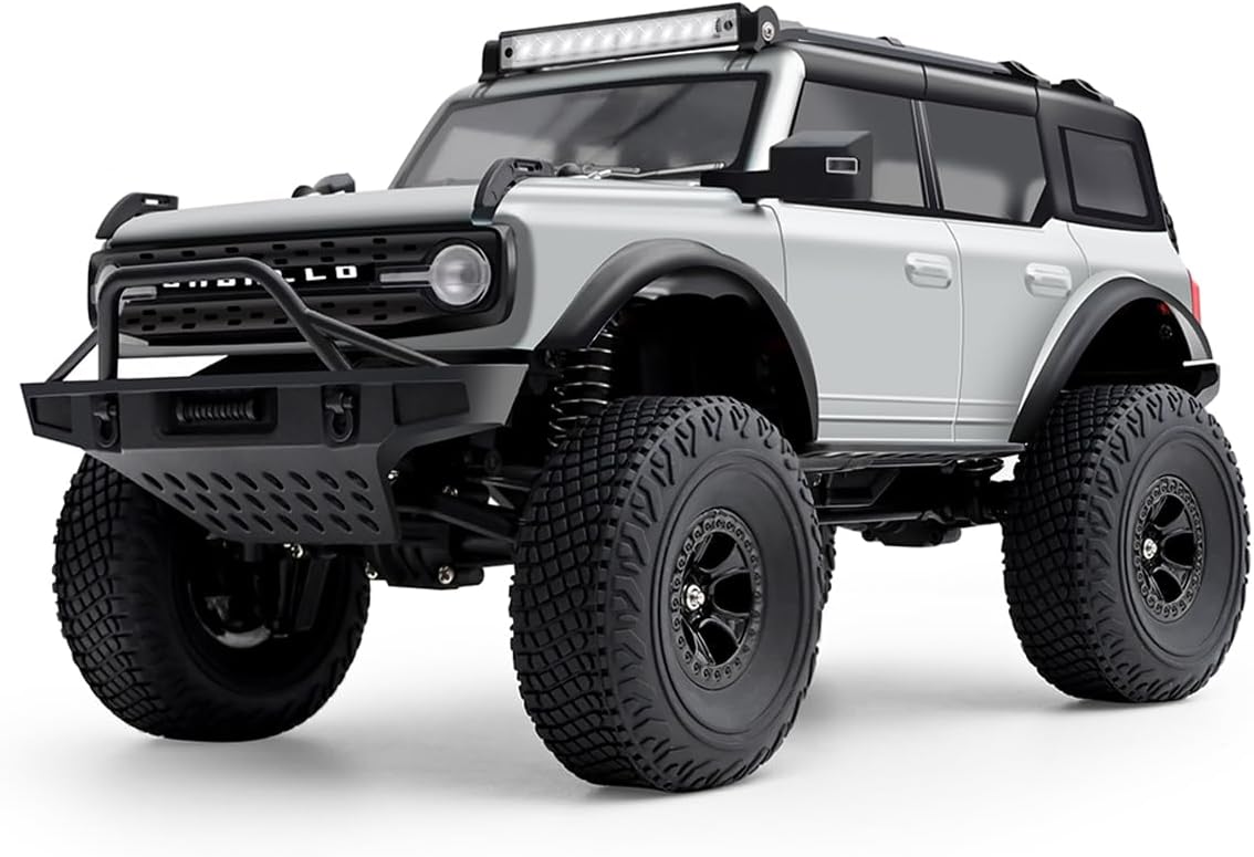 YUCT 1/18 RC Rock Crawler-4WD Remote Control Crawler All Terrain 9KM/H Off-Road Climbing Car for Adults Proportional Throttle Steering Linkage LED Lights (WLtoys 184023 Silver)