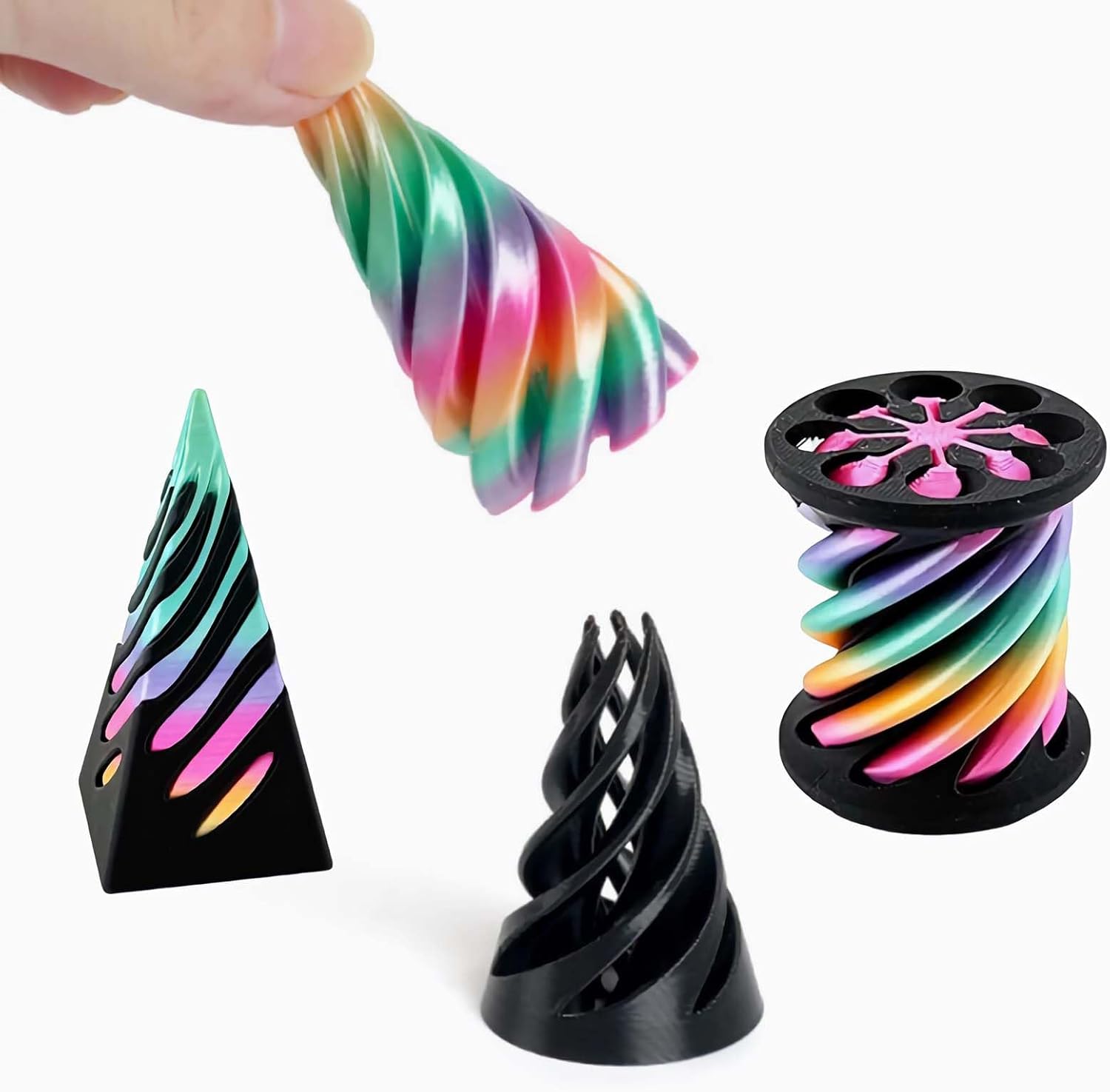 3Pcs Impossible Cone Fidget Toys 3D Printed Spiral Cone Fidget Toy,Impossible Pyramid Passthrough Sculpture Mini Stress Relief Desktop Decorations Toy For Kids Adult Gift 8*8*8cm