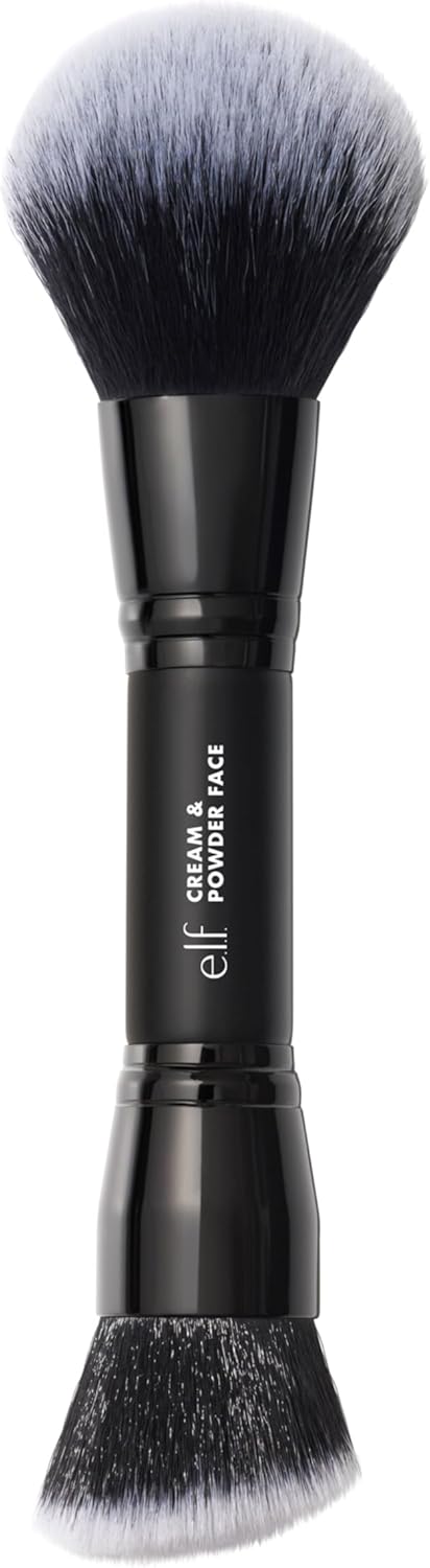 e.l.f. Dual-Ended Cream + Powder Brush, Two-in-One Makeup Brush For Creating A Gorgeous, Airbrushed-looking Complexion, Vegan & Cruelty-free