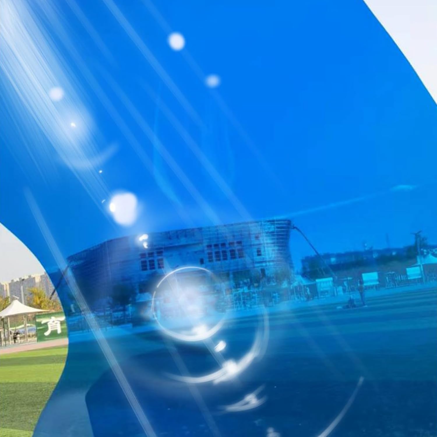 Polycarbonate Roof Sheet,1mm Poly Plastic Greenhouse Panels,Blue Roofs Cladding,Rain-Proof UV Resistant,for Greenhouses,Sheds,Carports,Huts,Kennels or Garages,Easy to Cut (4.9x19.7ft)