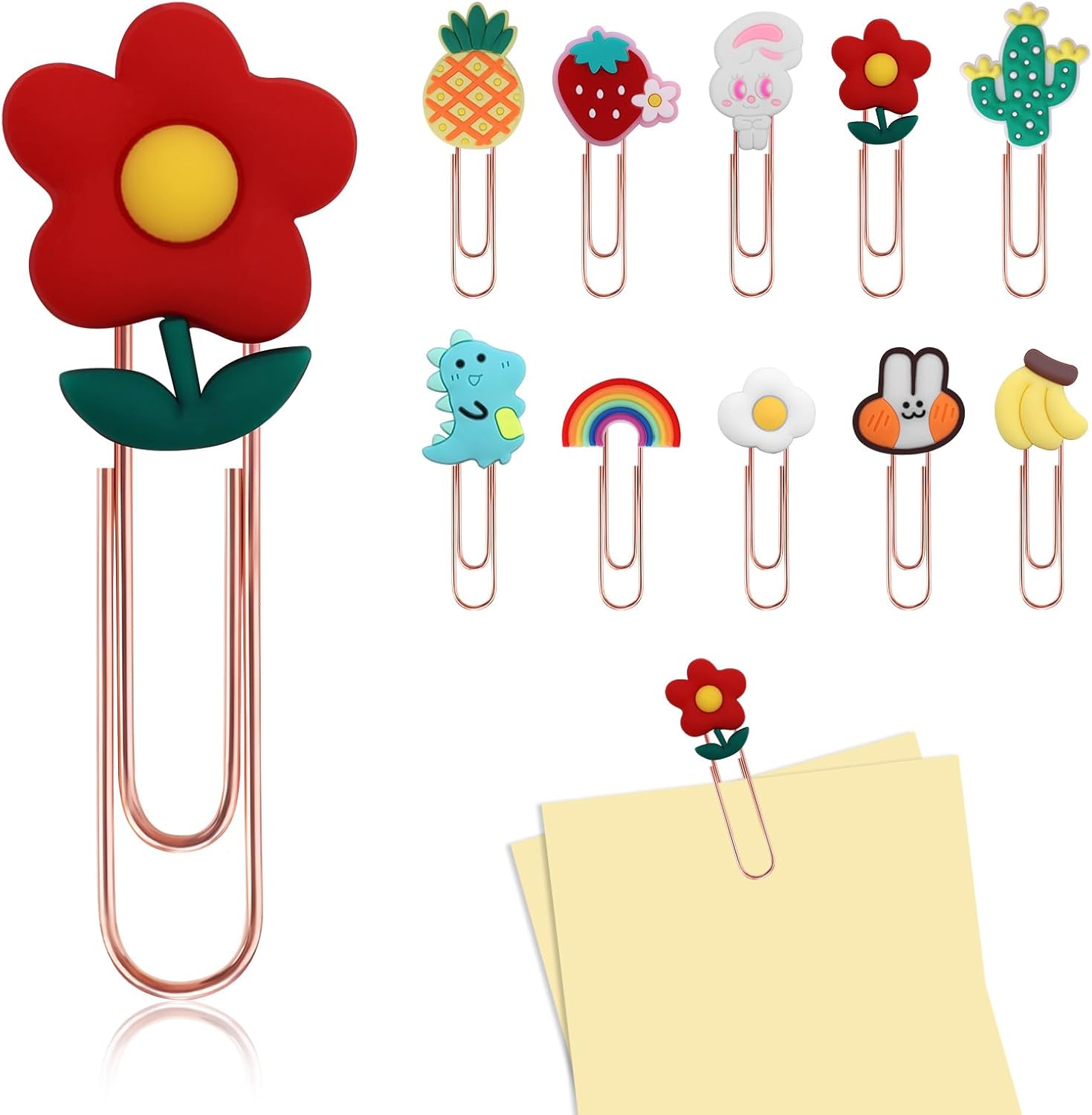 Cute Paperclips,10Pcs Colorful Paper Clips Bookmark Clip Teacher Stationery Supplies Cute Teacher Gifts Desk Accessories Office Stationery Supplies Novelty Book Marks for Children Kid Student Teacher