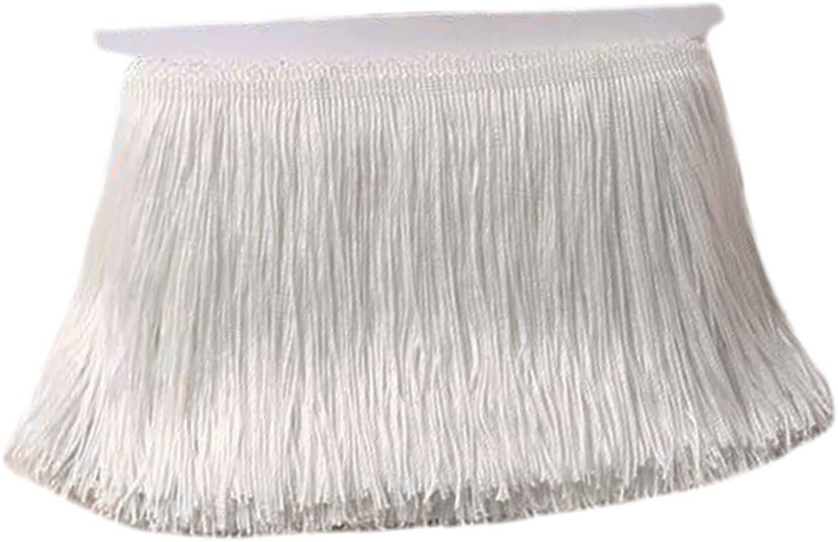 Lauthen.S 10 Yards of 6" Chainette Fringe Trim Tassel Sewing Trim for DIY Craft Latin Dress Lamp Shade Decoration White