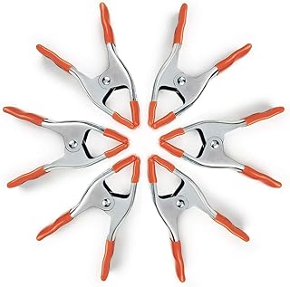 PONY 6-inch Heavy Duty Spring Clamps Set, 2-inch Jaw Opening, Nickel-plated Steel Spring Clips Clamps with Protected Rubber Handles and Tips, 6-Pack