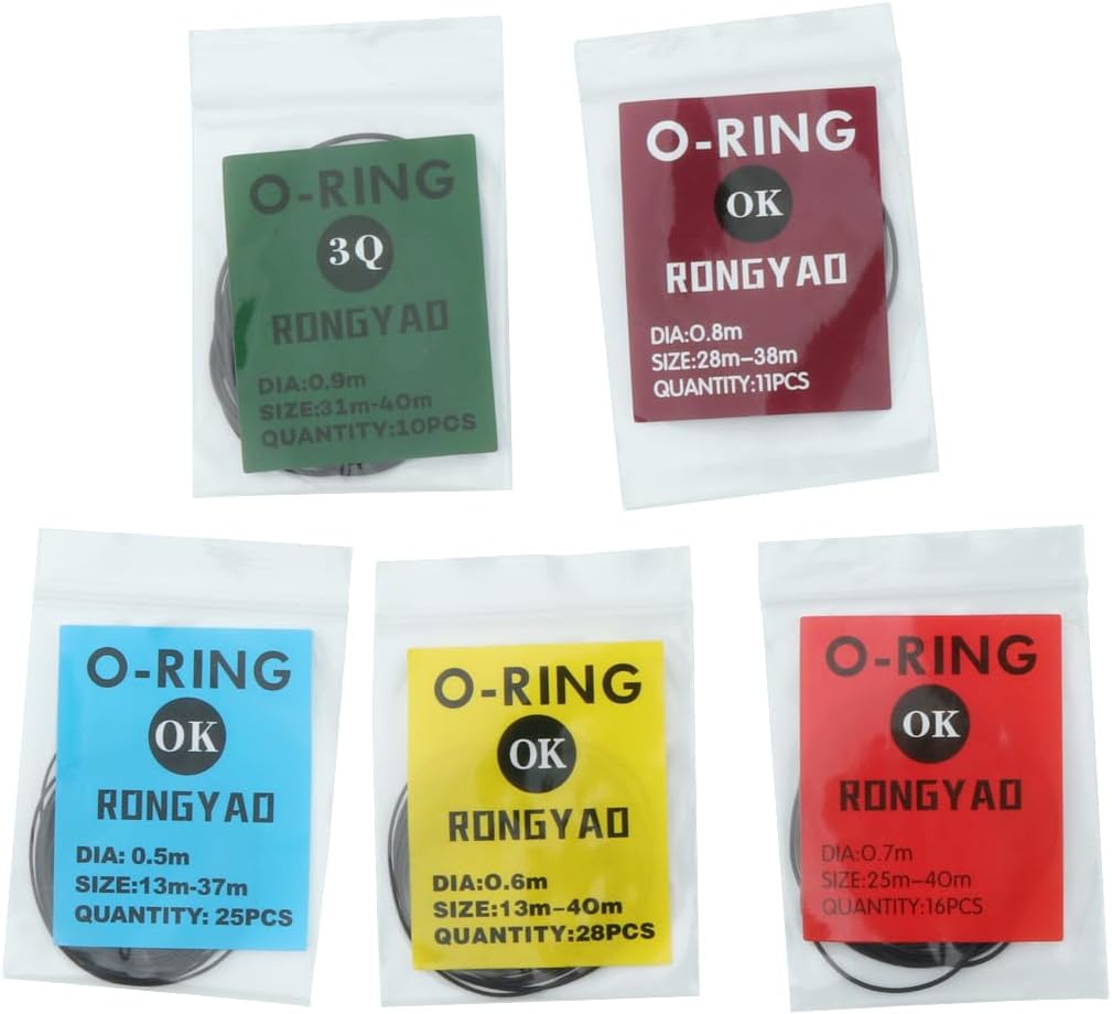 Generisch 5-Pocket Watch Seal 0.5 mm/0.6 mm/0.7 mm/0.8 mm/0.9 mm O-Ring Waterproof Rubber Seal for Watch Back Cover Case Watchmaker Repair Tools Accessories, black