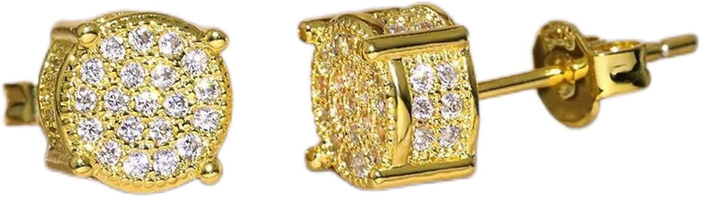 Women Synthetic Diamond Earrings, 18K White Gold Plated Round Square Cubic Zirconia Hypoallergenic Studs Earrings