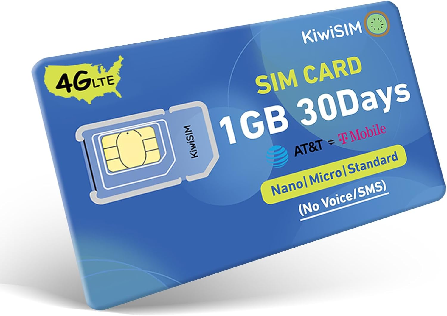 4G SIM Card 1GB 30Days, USA Nationwide Network Support for AT&T, T-Mobile and Verizon, Data SIM Card for Unlocked Security Camera/Router/Hotspot WiFi/GPS Tracker, No Contract(Activate Needed)