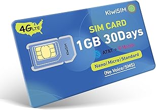 4G SIM Card 1GB 30Days, USA Nationwide Network Support for AT&T, T-Mobile and Verizon, Data SIM Card for Unlocked Security Camera/Router/Hotspot WiFi/GPS Tracker, No Contract(Activate Needed)