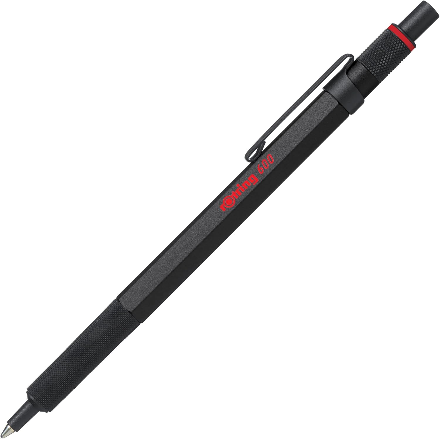 rOtring 600 Ballpoint Pen, Medium Point, Black Ink, Black Barrel, Refillable - Smooth Writing, Non-Slip Grip