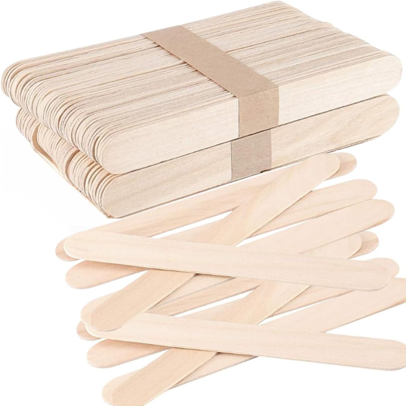 Lolly Sticks – 100 Jumbo Large Wooden Lollipop Sticks for Crafts, DIY Modelling, Painting, Mixing & Plant Labels | 150mm x 19mm Smooth Finish