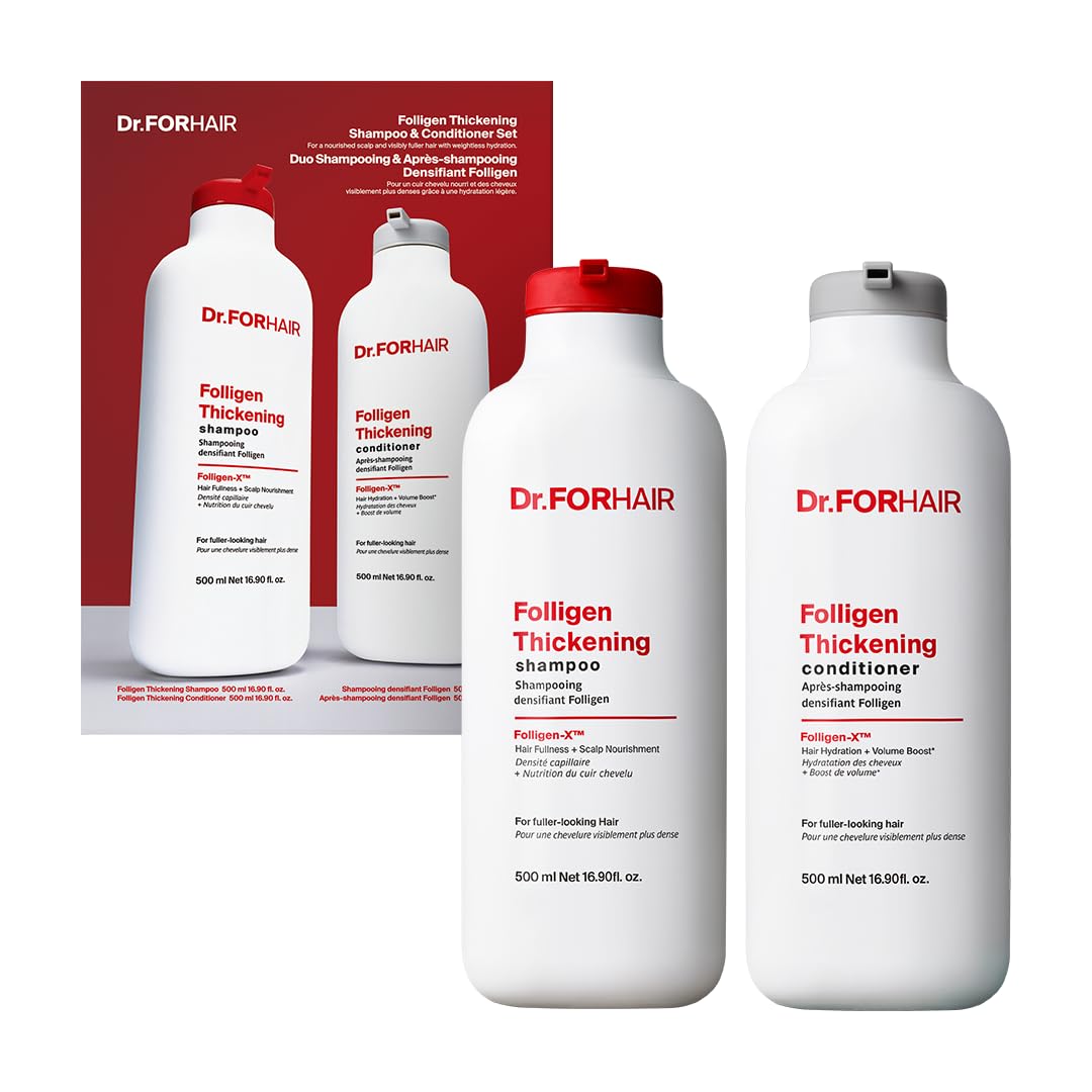 Dr.FORHAIR | Folligen Thickening Shampoo & Conditioner Set | Shampoo 16.9 fl oz Conditioner 16.9 fl oz | Daily Hair Care Duo for Volume & Strength