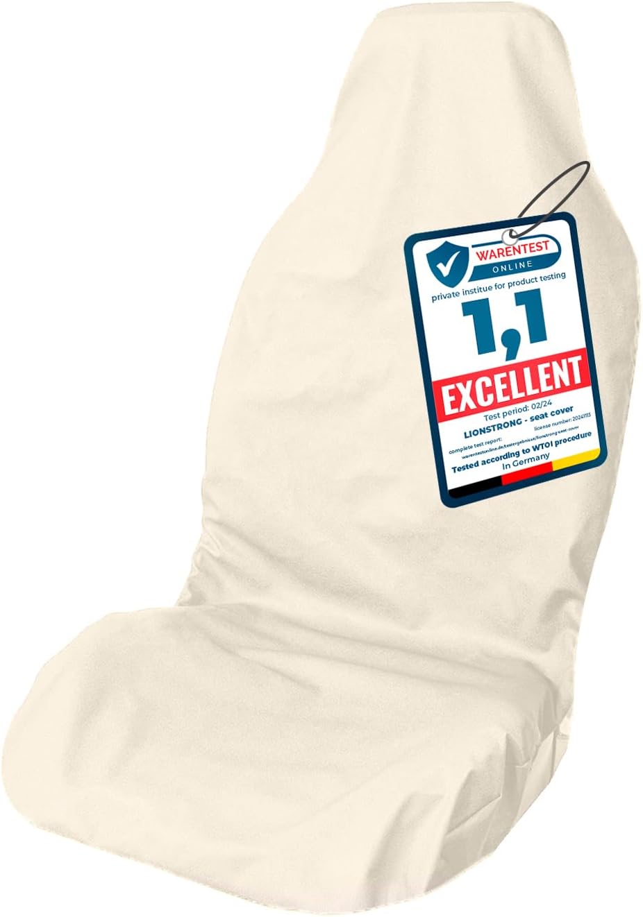 LIONSTRONG® Car Seat Covers for Cars [Waterproof] - Dirt Resistent - Washable - Car Sweat Towel Seat Cover - Universal - Polyester Beige