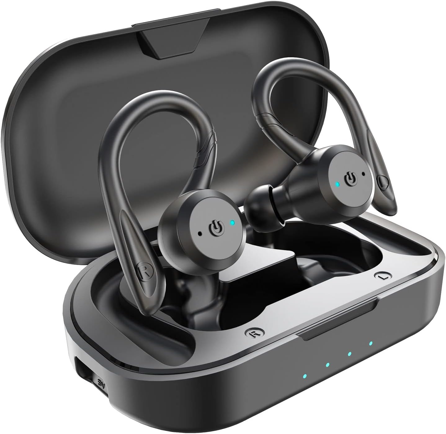 APEKX Bluetooth Headphones True Wireless Earbuds with Charging Case IPX7 Waterproof Stereo Sound Earphones Built-in Mic In-Ear Headsets Deep Bass for Sport Running Black