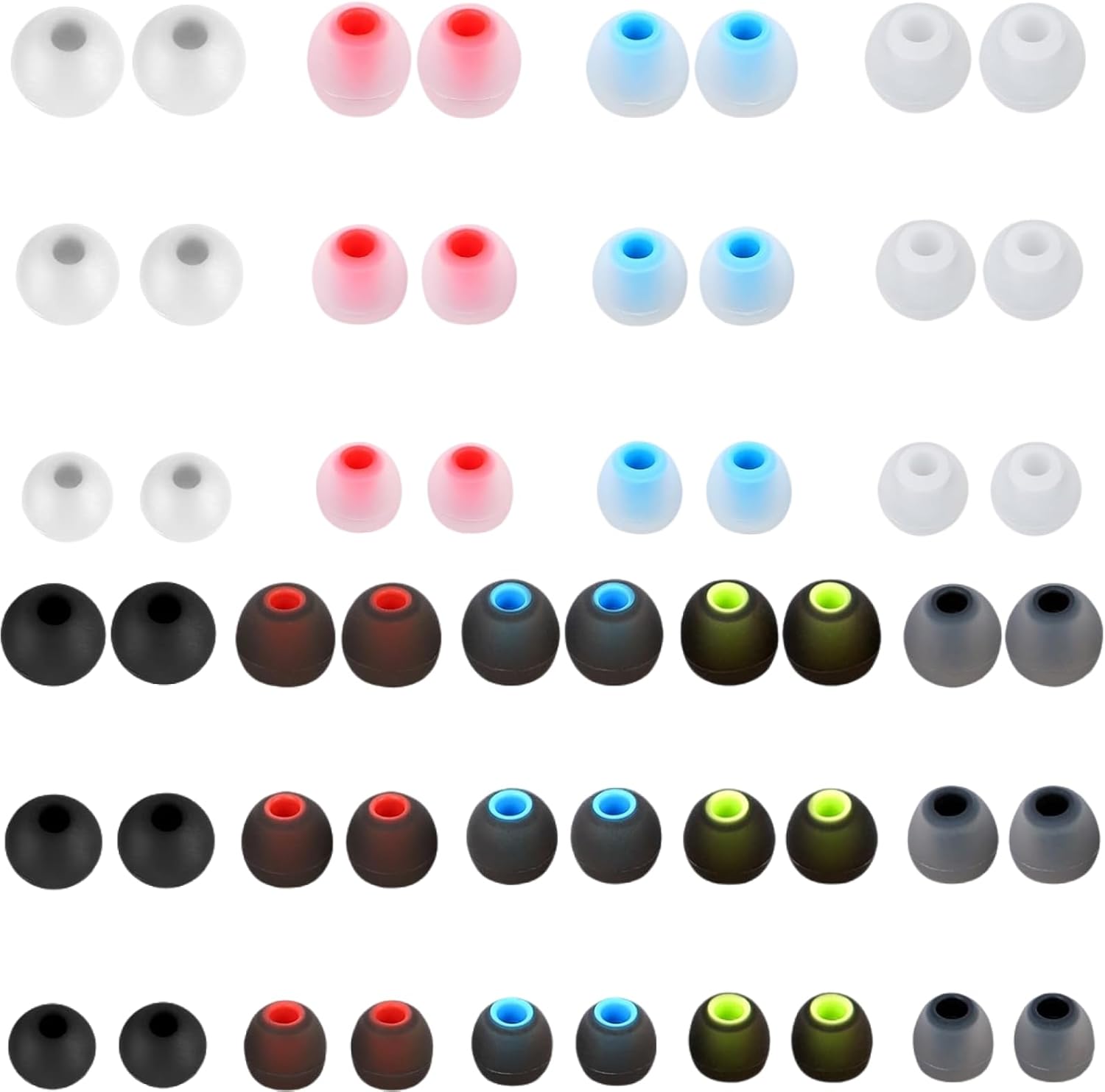 54Pcs Earbud Replacement Tips，Ear Bud Rubber Tips Silicone Earbud Tips Earbud Covers Silicone Tips Headphone Covers for Ears Headphone Ear Covers Replacement (Inner Hole 3.8mm -5.1mm) 27 Pairs S M L