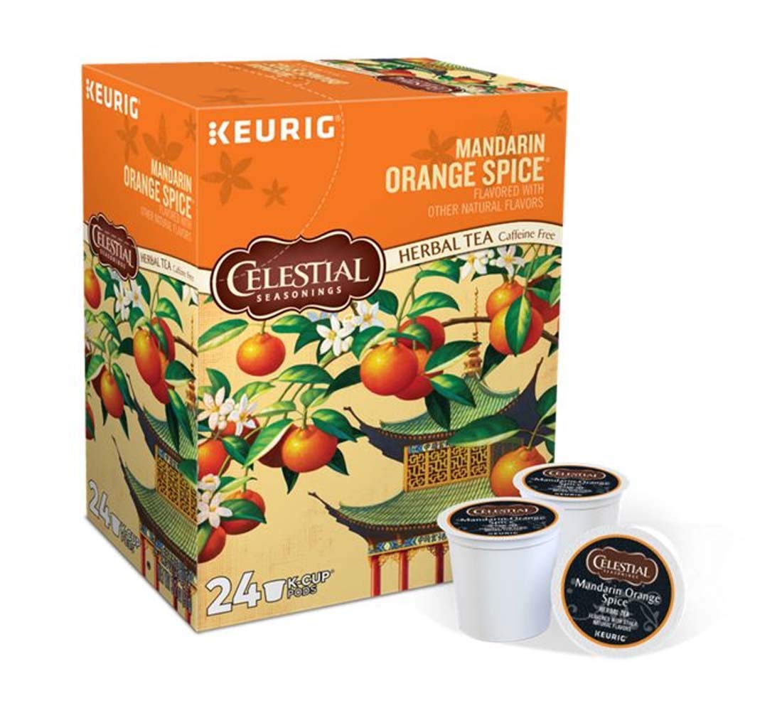 Keurig Tea and Ice Tea Pods K-Cups 18 / 22 / 24 Count Capsules ALL BRANDS / FLAVORS (Twinings/Chai/Celestial/Tazo/Diet Snapple) (24 Pods Mandarin Orange Spice Herbal Tea)