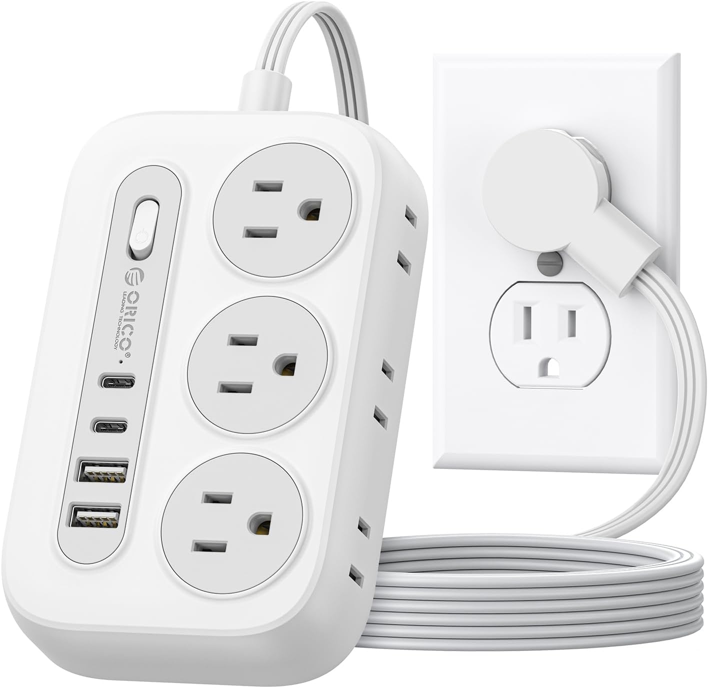 ORICO Surge Protector Power Strip, Multiple Outlets Extension Cord