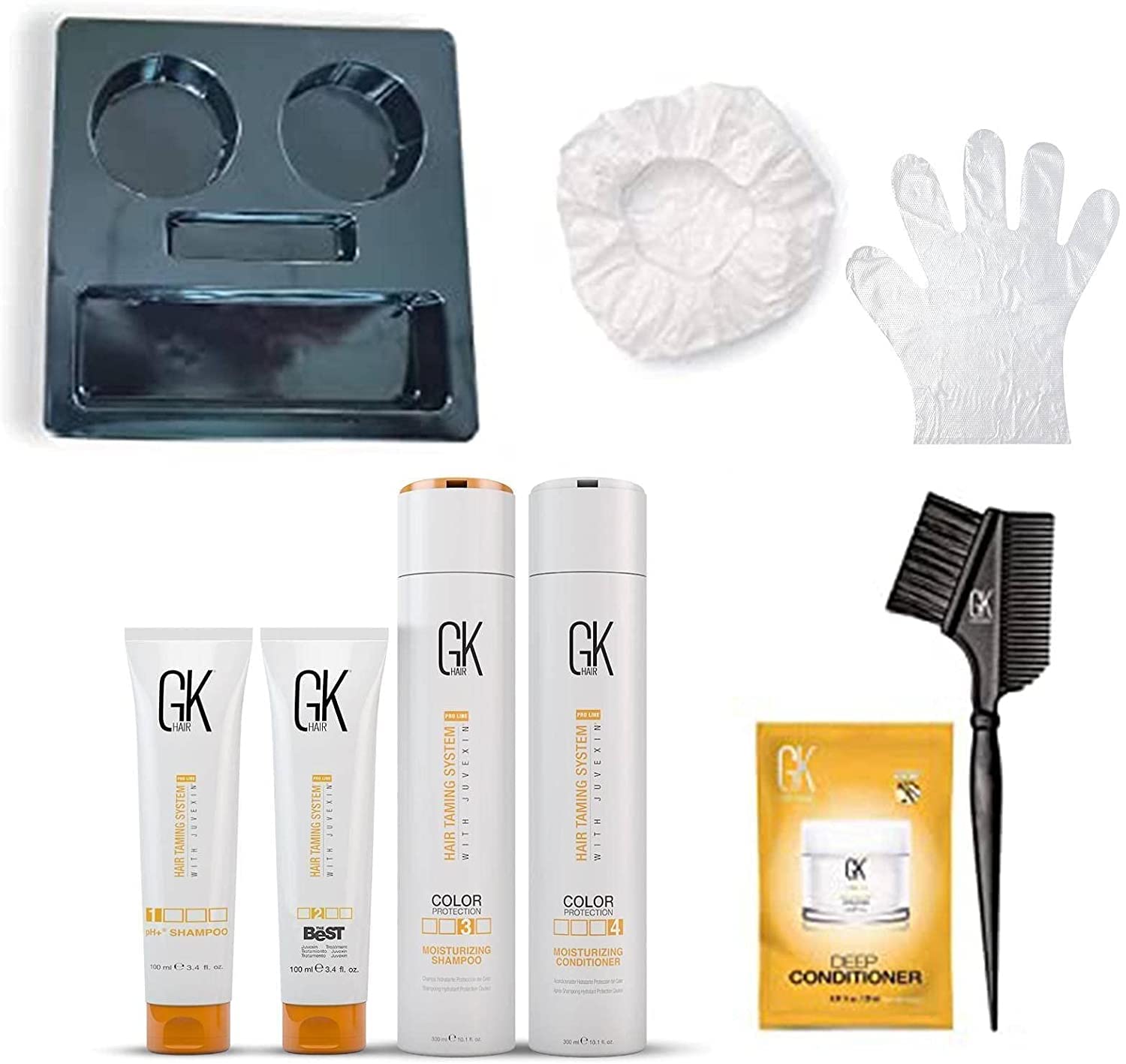 GK HAIR Global Keratin The Best Consumer Box Kit (10.1 Fl Oz/300ml) Smoothing Keratin Treatment Professional Brazilian Complex Blowout Straightening For Silky Smooth & Frizzy Hair