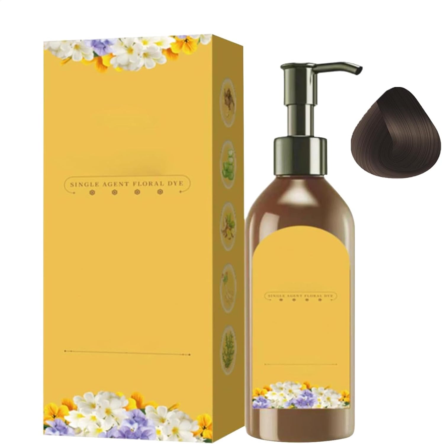 Natural Plant Hair Dye Shampoo, Plant Single Dose Floral Fragrance Dye, Dark Hair Dye Shampoo, Smooth Single Agent Hair Shampoo, Long Lasting Natural Hair Dye Shampoo (Brown)