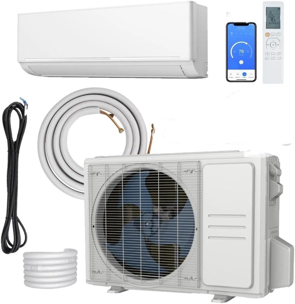 24000 BTU Air Conditioner Wall Split Wi Fi 5 In 1 Air Cooler Dehumidifier Heater Air Purifier Fan With Heat Pump Remote Control 6.8 kW A++ Rating Pipe and Installation Kit Included