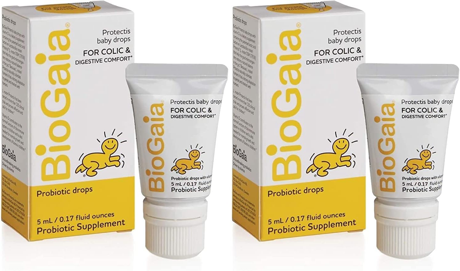 BioGaia Protectis Probiotic Drops for Baby (Children) Colic 5ml Safe & Effective - Pack 2 x 5 ml