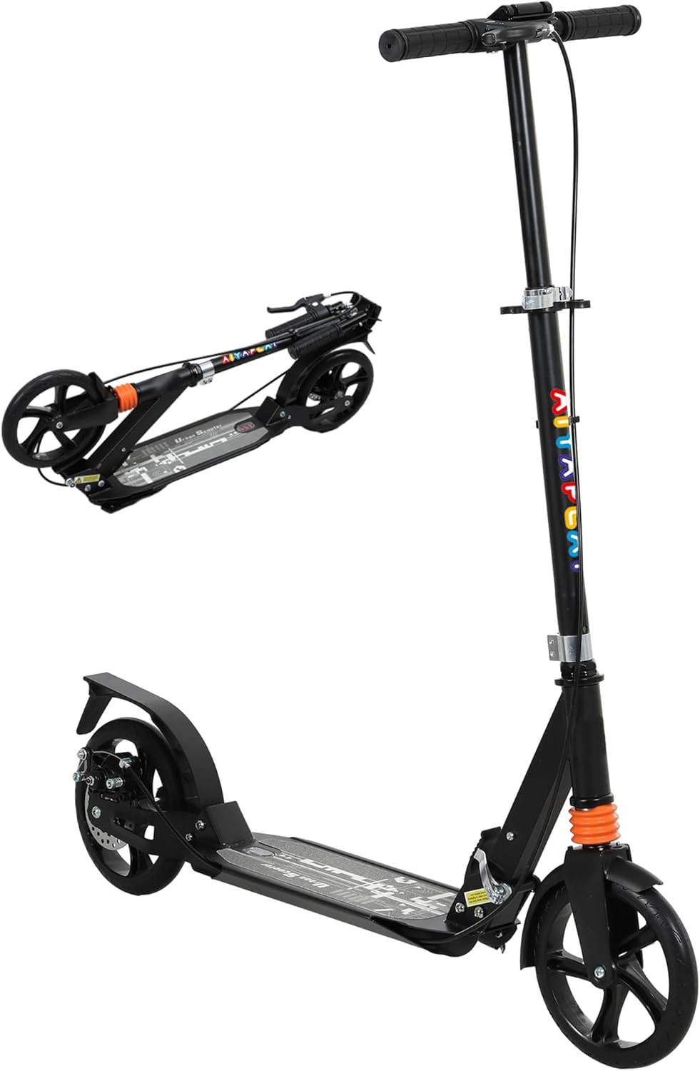 AIYAPLAY Scooter for Kids Ages 6-12 Years, Foldable Kick Scooter with 4 Levels, Adjustable Handlebar, Dual Brake System, 200mm Wheels, ABEC-7 Bearings