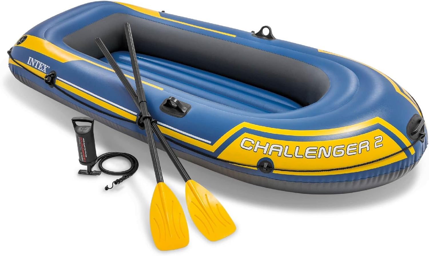 INTEX Challenger 2 Inflatable Boat Set: Includes Deluxe 48in Boat Oars and High-Output Pump