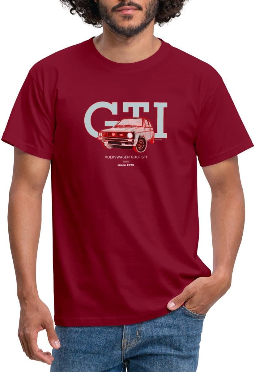 Spreadshirt Volkswagen Red VW GTI M1 with GTI Lettering Men's T-Shirt