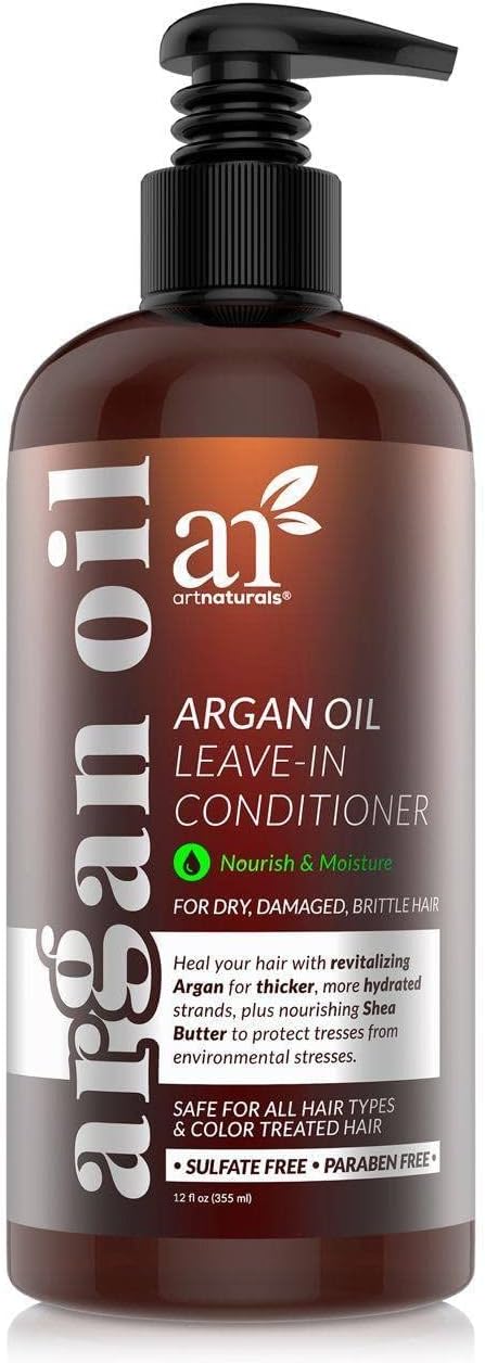 ArtNaturals Argan Oil Leave in Conditioner - (12 Fl Oz / 355ml) - Made with Organic and Natural Ingredients - Detangler Treatment for Curly, Damaged, Dry, Color Treated and Hair Loss