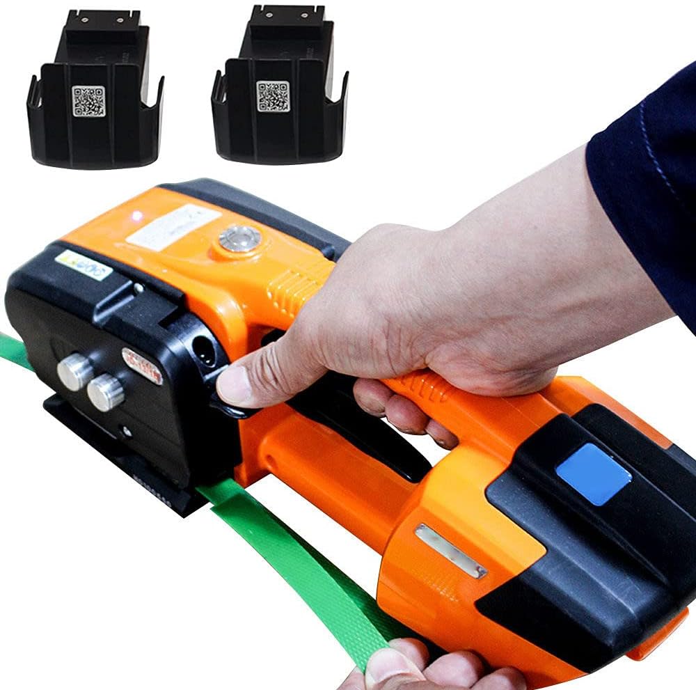 liliiy Electric Strapping Tool for 1/2-5/8 in PP PET Straps Automatic Strapping Machine 2x3000mha Battery Powered for Box Pallet Portable Electric Baler