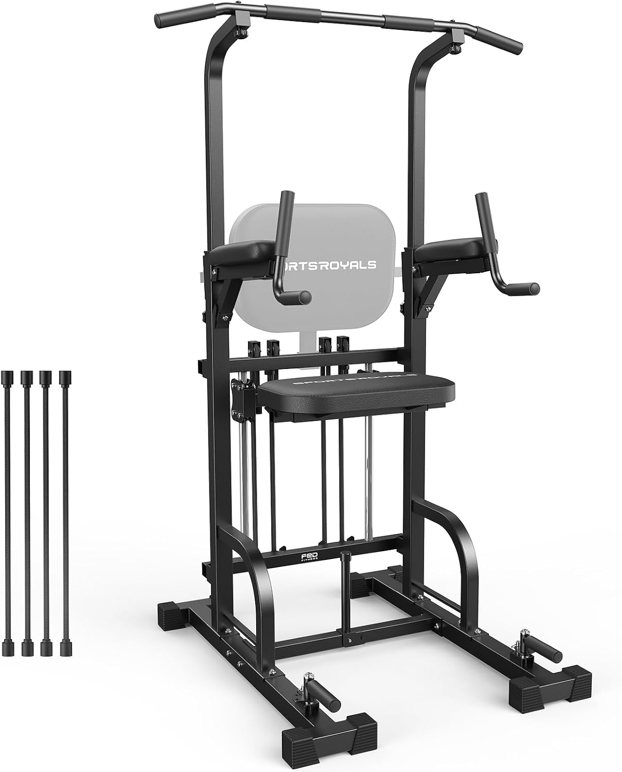 SPORTSROYALS Power Tower Dip Station，Free Standing Pull Up Bar for Home Gym