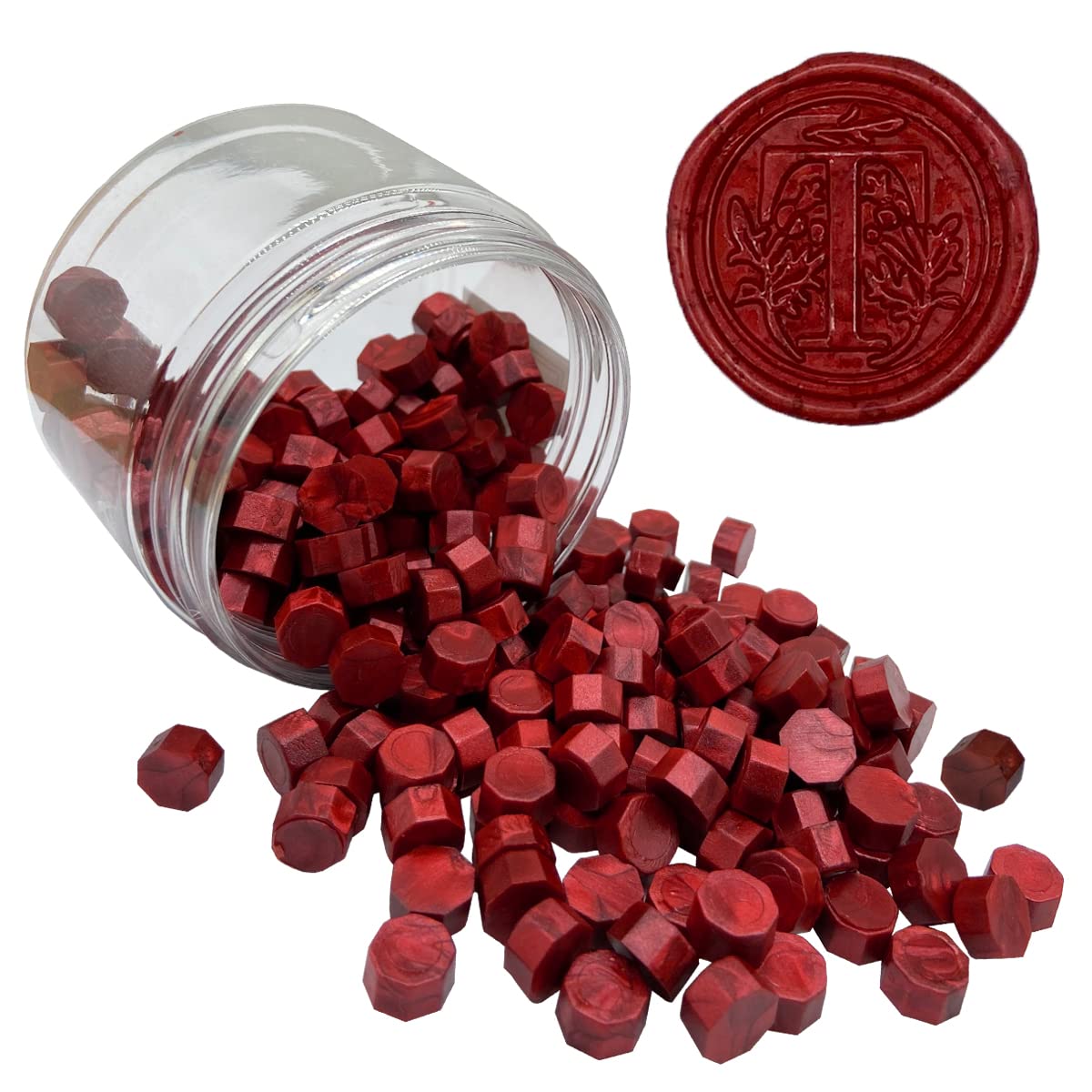 200pcs Burgundy Wax Seal Beads Octagon Sealing Beads Wine Red for Wedding Invitations Wax Seal Stamp Xmas Gift Wrapping Card Envelope Seal