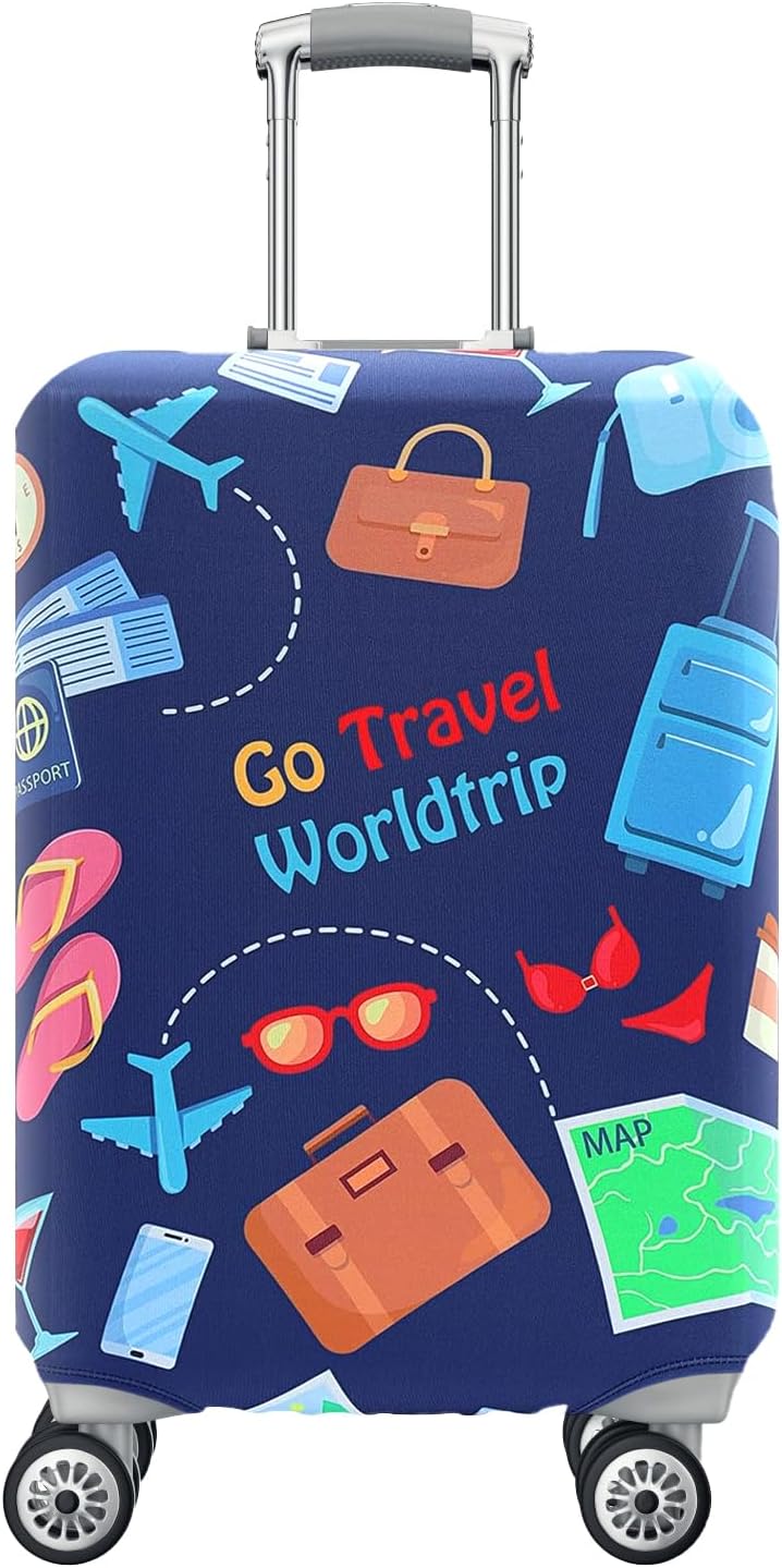 Travel Luggage Cover 18-32 Inch Suitcase Cover Washable Travel Trolley Case Protector Elastic Trolley Case Cover for Business School Travel and Daily Using