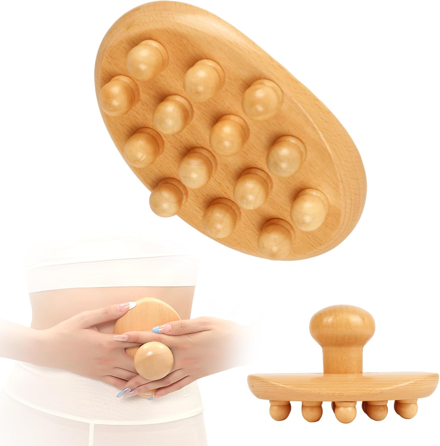 Wood Therapy Massage Tools, Cellulite Massager Roller Wooden Body Brush Fascia Blaster Cellulite Remover Meridian Pressure Brush Body Shaping Professional Maderoterapia Kit Lymphatic Drainage Massager