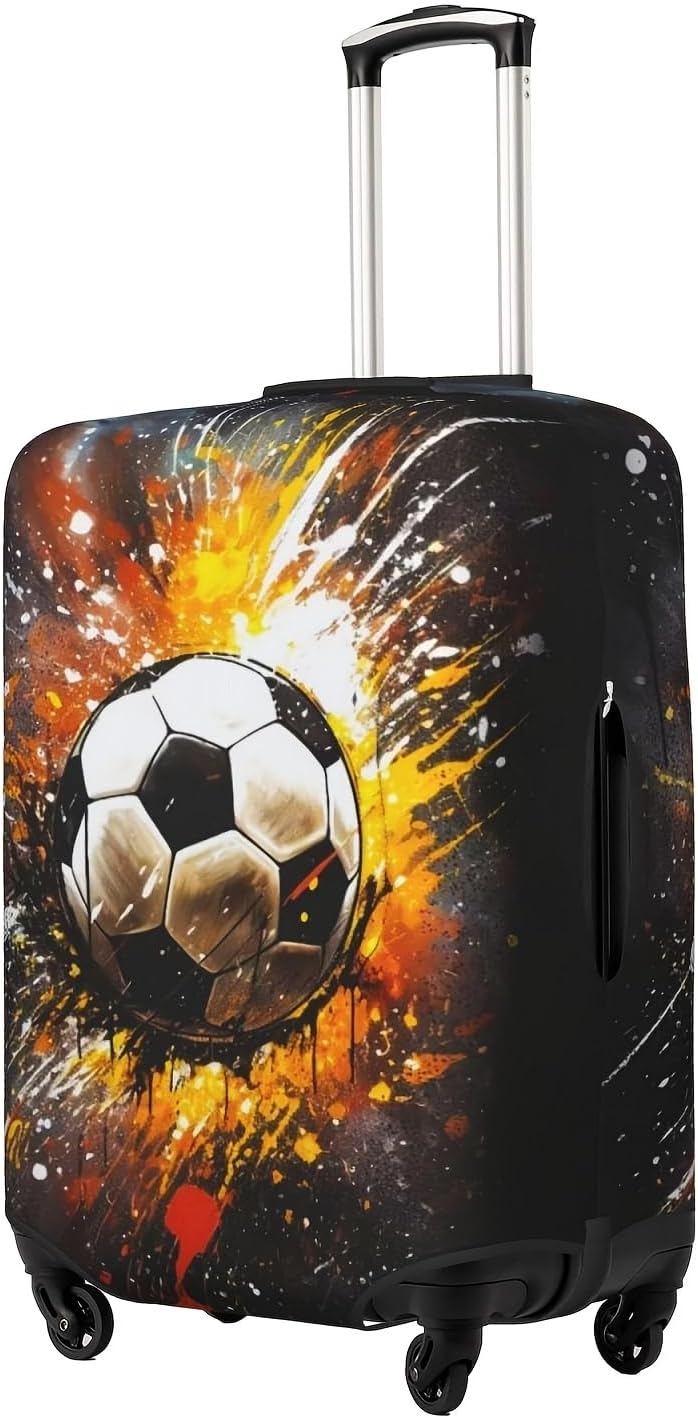 Realistic Cool Football Pattern Suitcase Cover Elastic, S (18-21 inch) Washable Stretch Anti-Scratch Protector for Kid and Adult