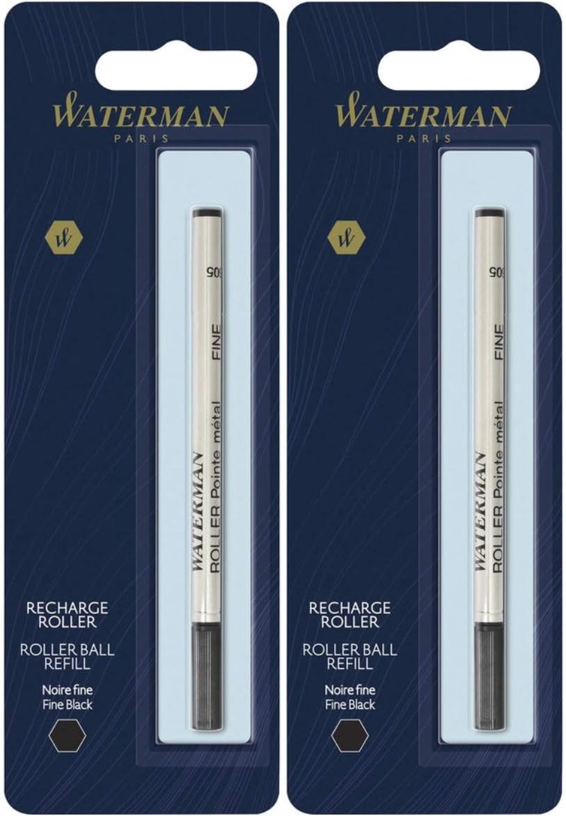 Waterman(R) Refill, Rollerball, Fine Point, 0.5 mm, Black (2-Pack)