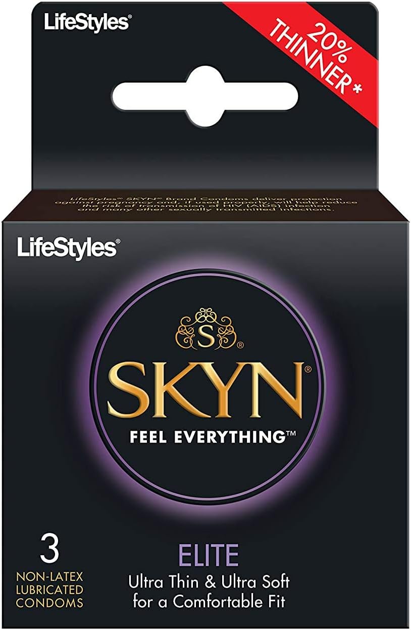 Skyn Elite 3 Pack Non-Latex Lubricated Condoms, 3 Count