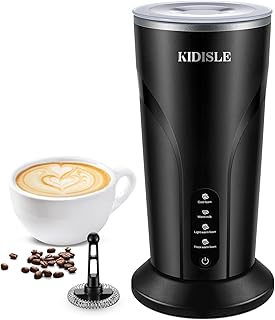 4-in-1 Milk Frother and Steamer, Electric Milk Steamer with Keep Warm Function, Automatic Warm and Cold Foam Maker for Coffee, Latte, Hot Chocolate, Cappuccinos, Macchiato, Black