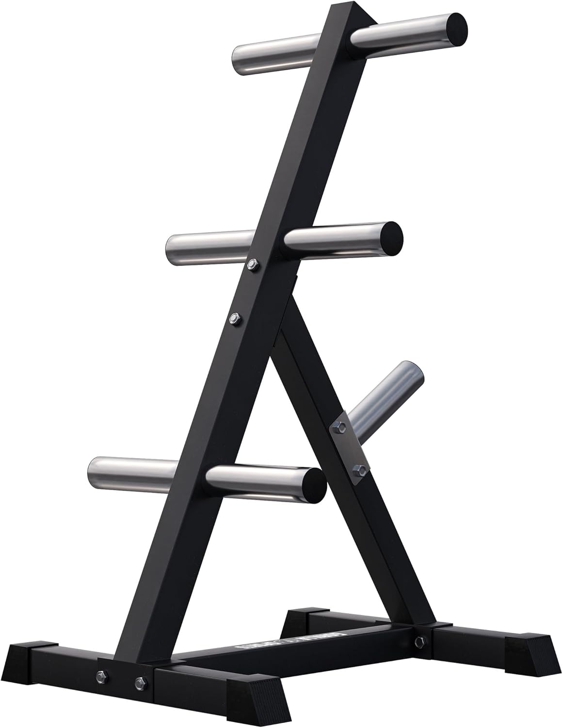 GORILLA SPORTS® Weight Plate Storage - Olympic 2" Diameter, 63 x 54 x 107 cm, Max. Load Capacity 350 kg, 7 Holders, Black or White - Weight Disc Holder, Plates Tree Stand Rack, Home Gym Organiser