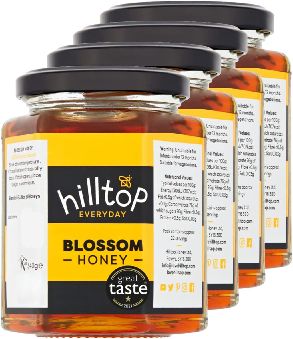 Hilltop Honey - Blossom Honey - 4 x 340g