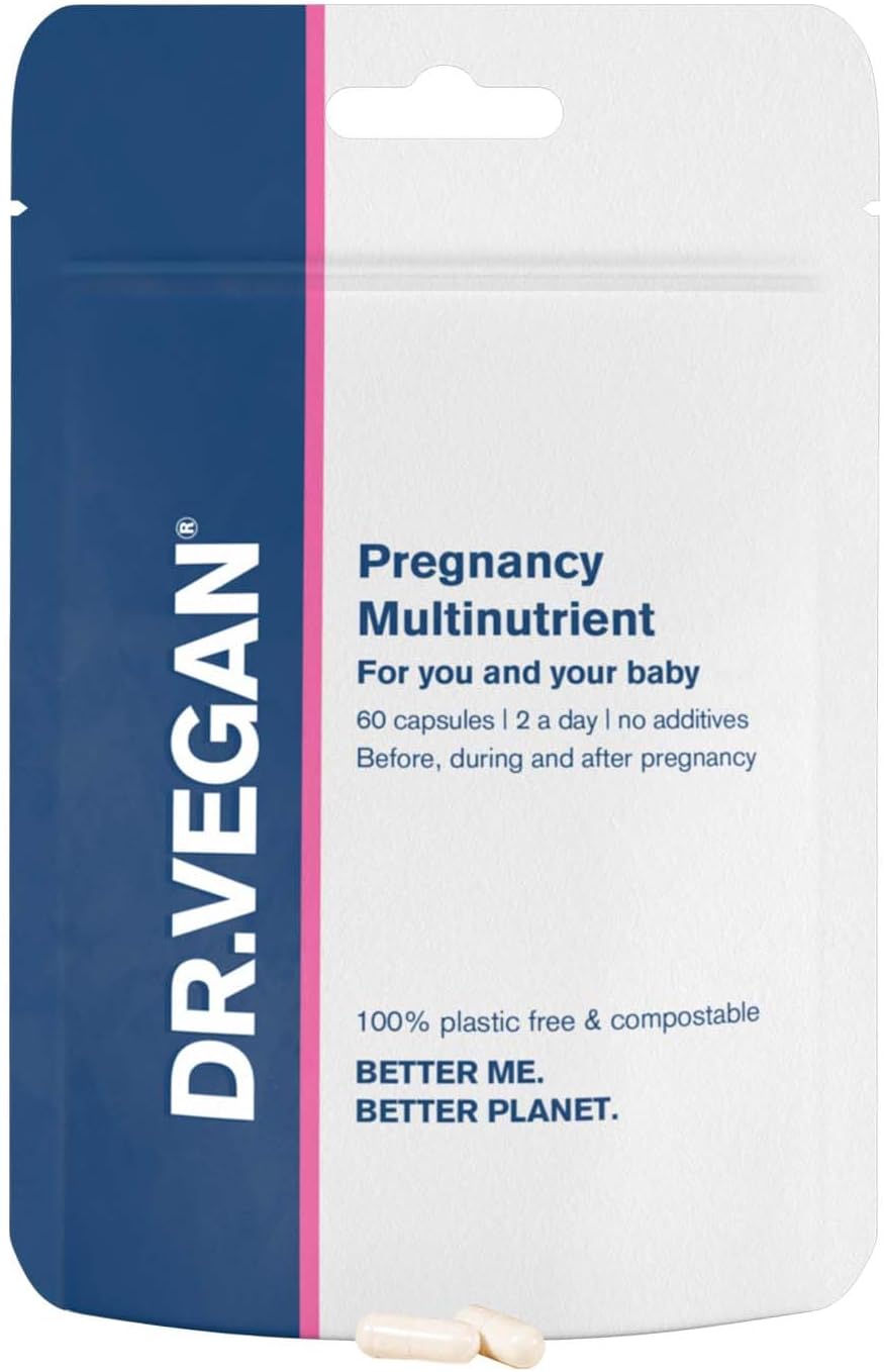 Pregnancy Multinutrient | Folic Acid 400ug | Essential Nutrients | 60 Plant Based Capsules | Two-A-Day | DR.VEGAN