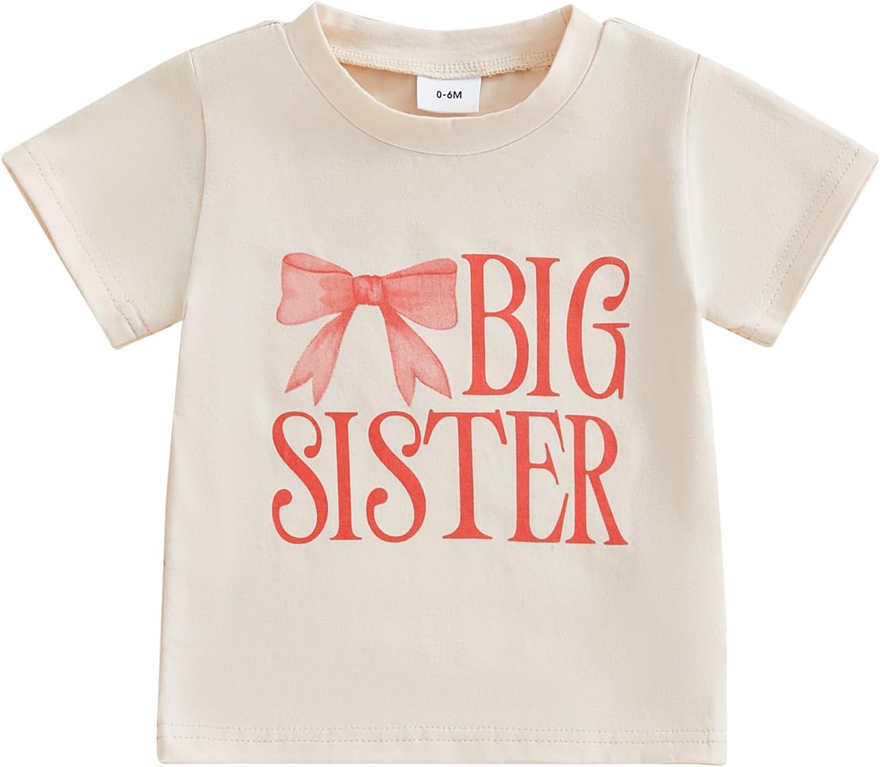 Kids Toddler Baby Girl Big Sister Little Sister Matching Outfit Bow Print Short Sleeve T Shirt Tops Infant Summer Clothes