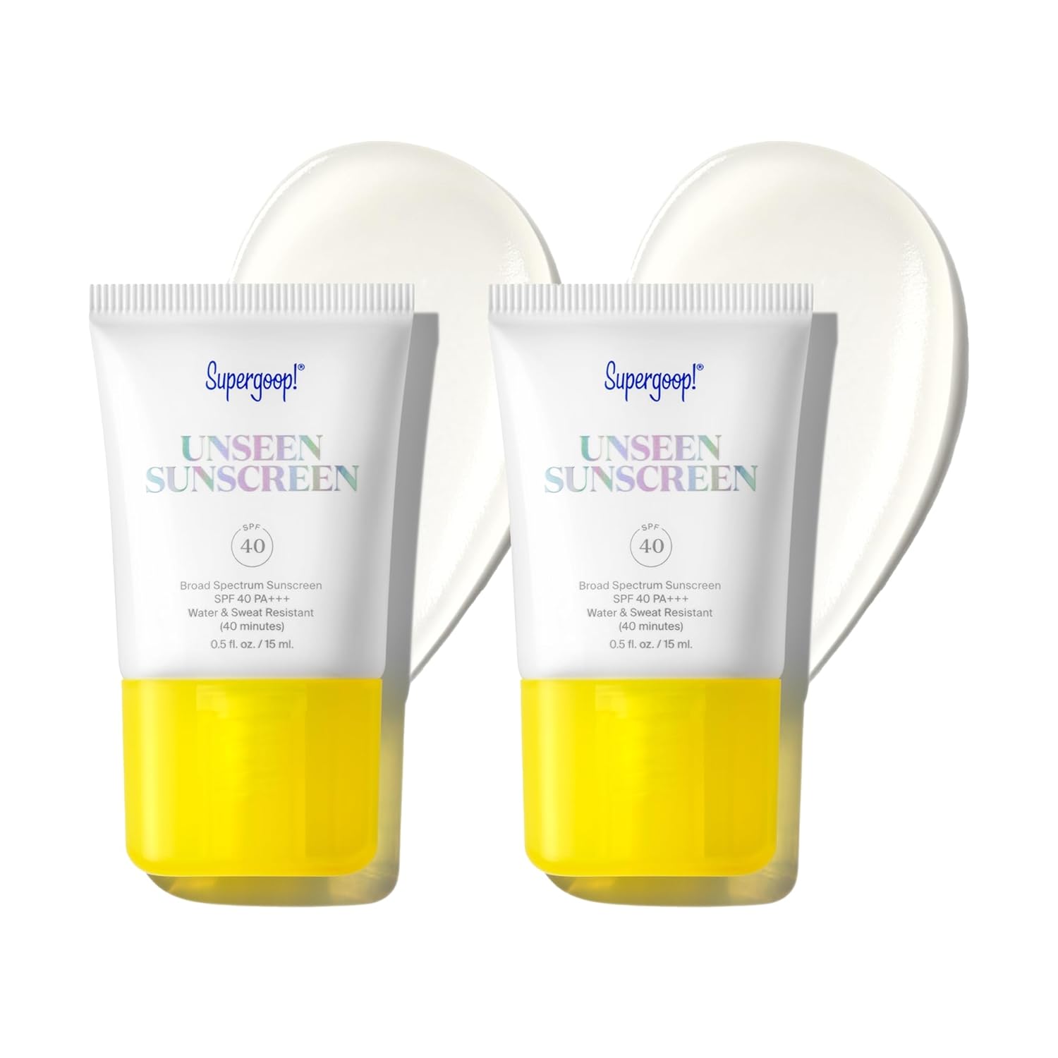 Supergoop! Unseen Sunscreen - SPF 40 - Invisible, Broad Spectrum Face Sunscreen + Makeup-Gripping Primer - Weightless, Scentless, Oil Free - For All Skin Types & Skin Tones - 0.5 fl oz - Pack of 2