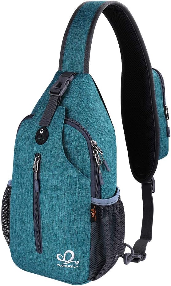 WATERFLY Crossbody Sling Backpack Sling Bag Travel Hiking Chest Bag Daypack